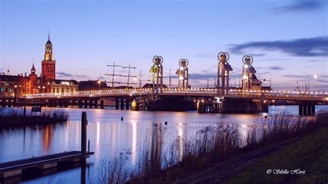 kampen  maart blue hour kamper city bridge  skyline flickr