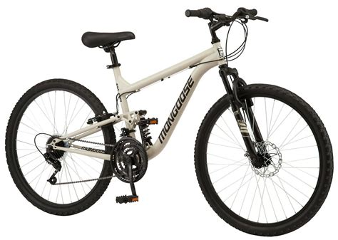 mongoose mens  major mountain pro bike  speed bicycle white sand