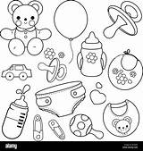 Baby Coloring Girl Boy Vector Accessories Book Alamy sketch template