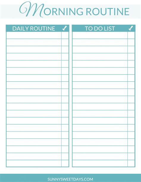 morning routine printable morning routine chart morning routine