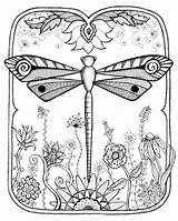 Dragonfly Coloring Pages Printable Adults Adult Doodle Para Color Drawing Zentangle Print Dragonflies Dragon Doodles Dibujos Patterns Tattoo Pintar Libellule sketch template