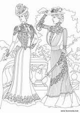 Coloring Pages Victorian Era Adult Women Adults Vintage Printable Fashion Favoreads Club Garden Time Period Book sketch template