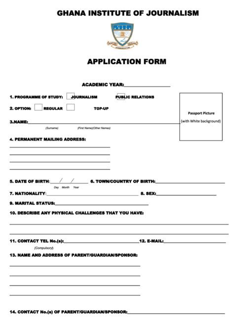 Ghana Institute Of Journalism Application Form Printable