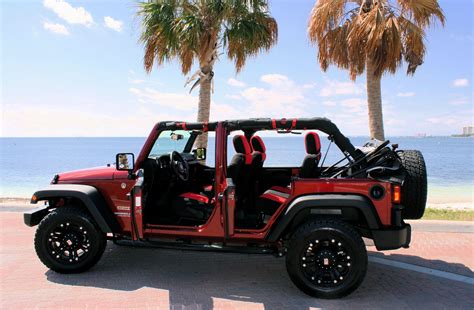 red jeep wrangler  biscayne bay