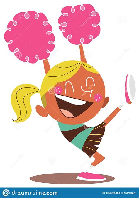 yound blond illustration of a smiling cheerleader cheering