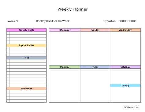 weekly planner printable template paper trail design exceptional