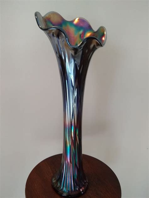 Fenton Blue Carnival Glass Vase Louiskowa