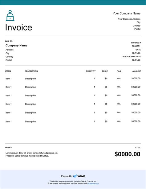 freelancer invoice template wave financial freelance invoice
