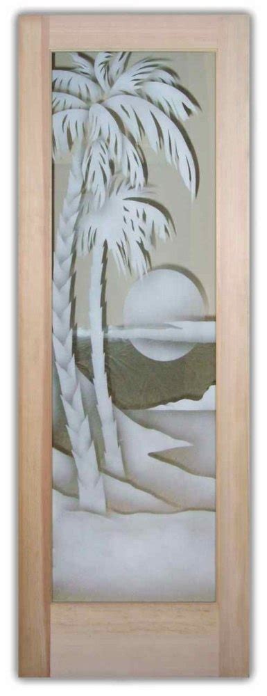 palm sunset 2d glass front doors etched palm trees sunset frosted glass