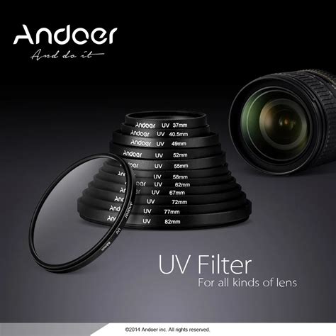 andoer mm uv lens filter ultra violet filter lens protector  canon nikon dslr camera lens
