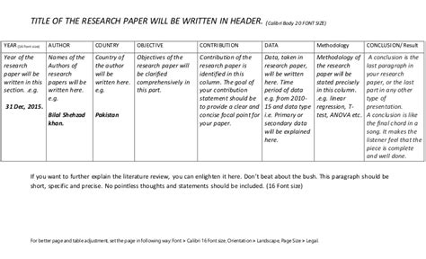 literature review table how to write a research paper s review