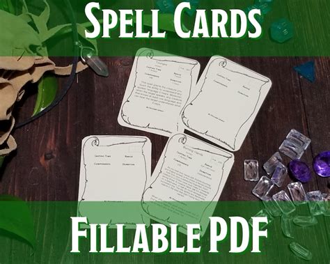 dungeons  dragons  dd spell cards printable fillable