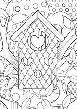 Coloring Pages Fun Kleurplaat Kids Adults Color Print Printable Xl Birdhouse Bird Bos Endless House Vogelhuisje Colouring Adult Hours Play sketch template