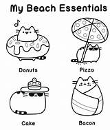 Pusheen Coloring Pages Cat Beach Kids sketch template