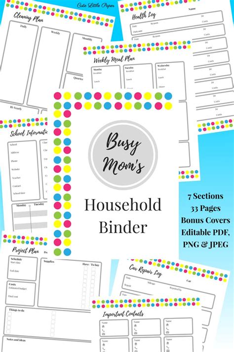 printable household binder fully editable home management etsy