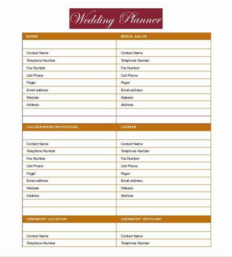 wedding planner template word fresh  wedding planner templates