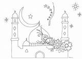 Mosque Coloring Pages Buildings Architecture sketch template