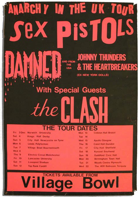 sex pistols anarchy in the uk tour 1976 poster rare greatest collectibles