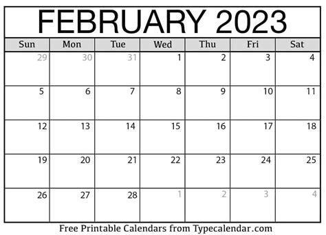 printable february  calendar templates  holidays