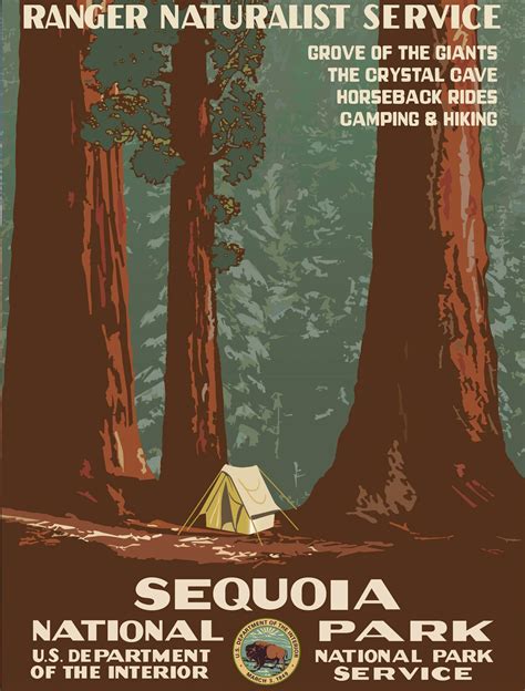 giant sequoia national park california vintage advertising posters vintage travel posters