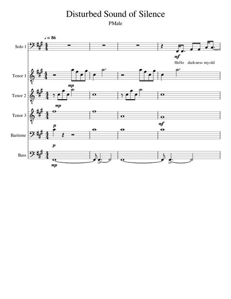 Disturbed Sound Of Silence Not Finished Sheet Music For Tenor Bass