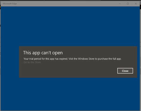 microsoft edge error this app can t open followed by microsoft