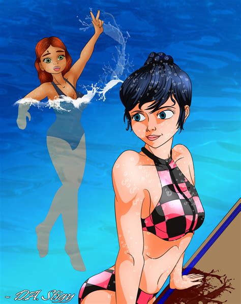 marinette and ayla at the pool by dastigy on deviantart