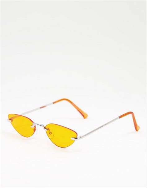 bershka lunettes de soleil yeux de chat sans monture orange asos