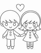 Boy Girl Pages Coloring Holding Hands Getcolorings sketch template
