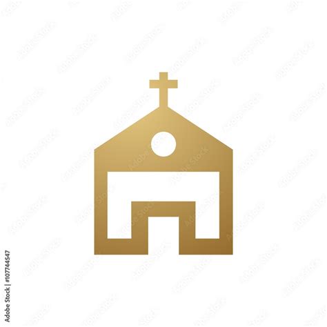icono iglesia color oro sobre fondo blanco vector ilustracion