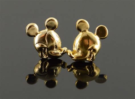 official disney mickey mouse stud yellow gold earrings property room