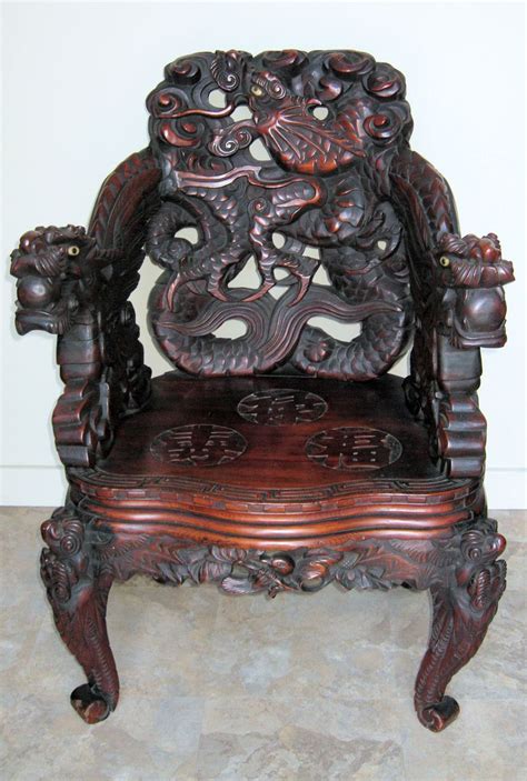 japanese meiji period art nouveau carved dragon chair