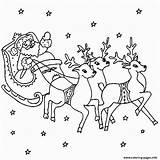 Santa Reindeer Coloring Sleigh Pages Flying Claus Printable His Print Drawing Color Deer Xmas Book Pdf Clipart Clip Popular sketch template
