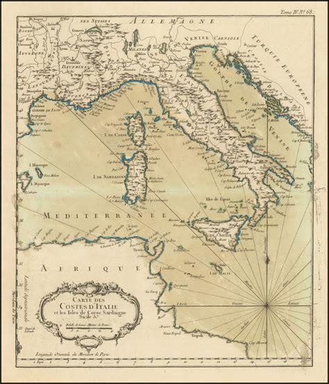 carte des costes ditalie  les isles de corse sardaigne sicile  barry lawrence ruderman