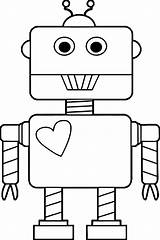 Robot Coloring Pages Printable Kids Heart Cartoon Categories Version sketch template