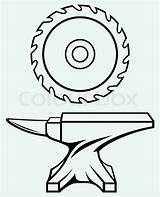 Anvil Saw Blade Circular Drawing Coloring Getdrawings Isolated Background Blue Stock Vector Drawings Designlooter Preview sketch template