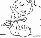 Comiendo Comer Arroz Comida Riso Assaporando Japonesa Colorare Probar Japon sketch template