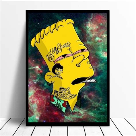 Bart Simpson On Weed Wallpaper Canvas Painting Print Living Room Home