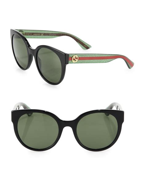 lyst gucci 54mm glitter round sunglasses in black save 4 0