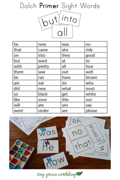 dolch sight words flash cards printables   tiny green