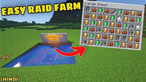 minecraft easy simple raid farm tutorial  hindi youtube