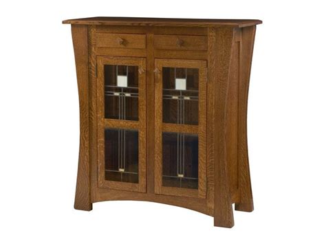 Arts And Crafts Two Door Cabinet With Glass Panels