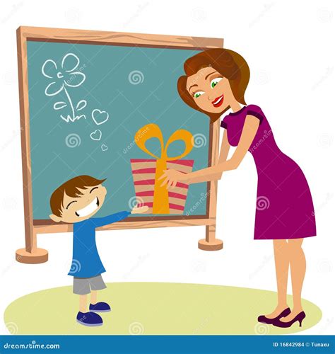 student giving gift  teacher stock vector illustration
