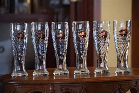vintage pilsner beer glasses set   tall optic glass beer glasses