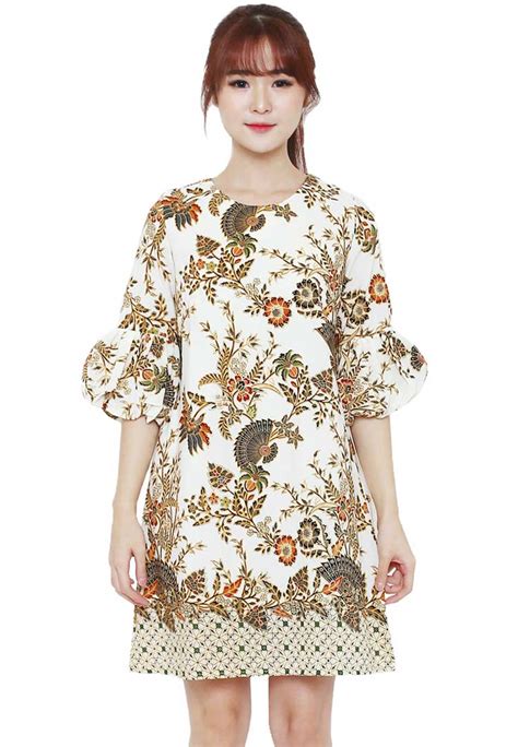 model dress batik modern kombinasi elegan terbaru