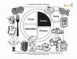 Kids Coloring Foods Grains Plate Healthy Nutrition Food Sheet Groups Printable Grain Education Protein Fruit Pages Group Vegetable Children Myplate sketch template