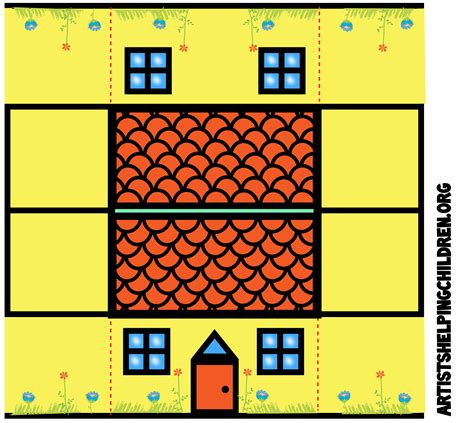 colored house template printable