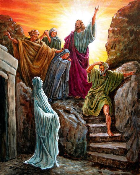 jesus raises lazarus painting  john lautermilch