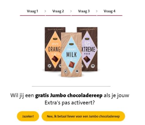 gratis jumbo chocoladereep bij activeren van je jumbo extras pas
