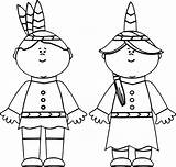 Coloring Pages American Indian Native Pilgrim Girl Thanksgiving Boy Color Gingerbread Americans Family Printable Kindergarten Drawing Doll Hat Wecoloringpage Print sketch template